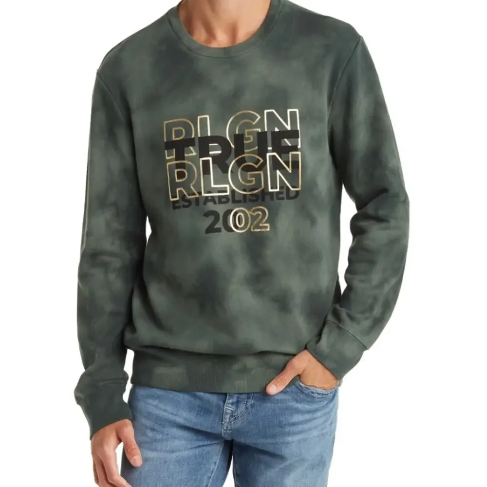 True Religion Sweatshirt Mens 2XL Camouflage Duck Green Camouflage Pullover Logo